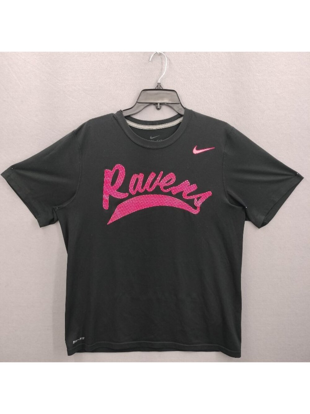 Nike Dri-Fit Ravens Black Pink Short Sleeve Athletic T-Shirt Men's Large